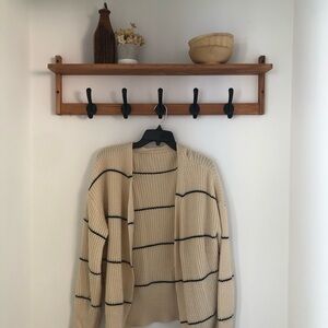 Cream and Black Striped Cardigan